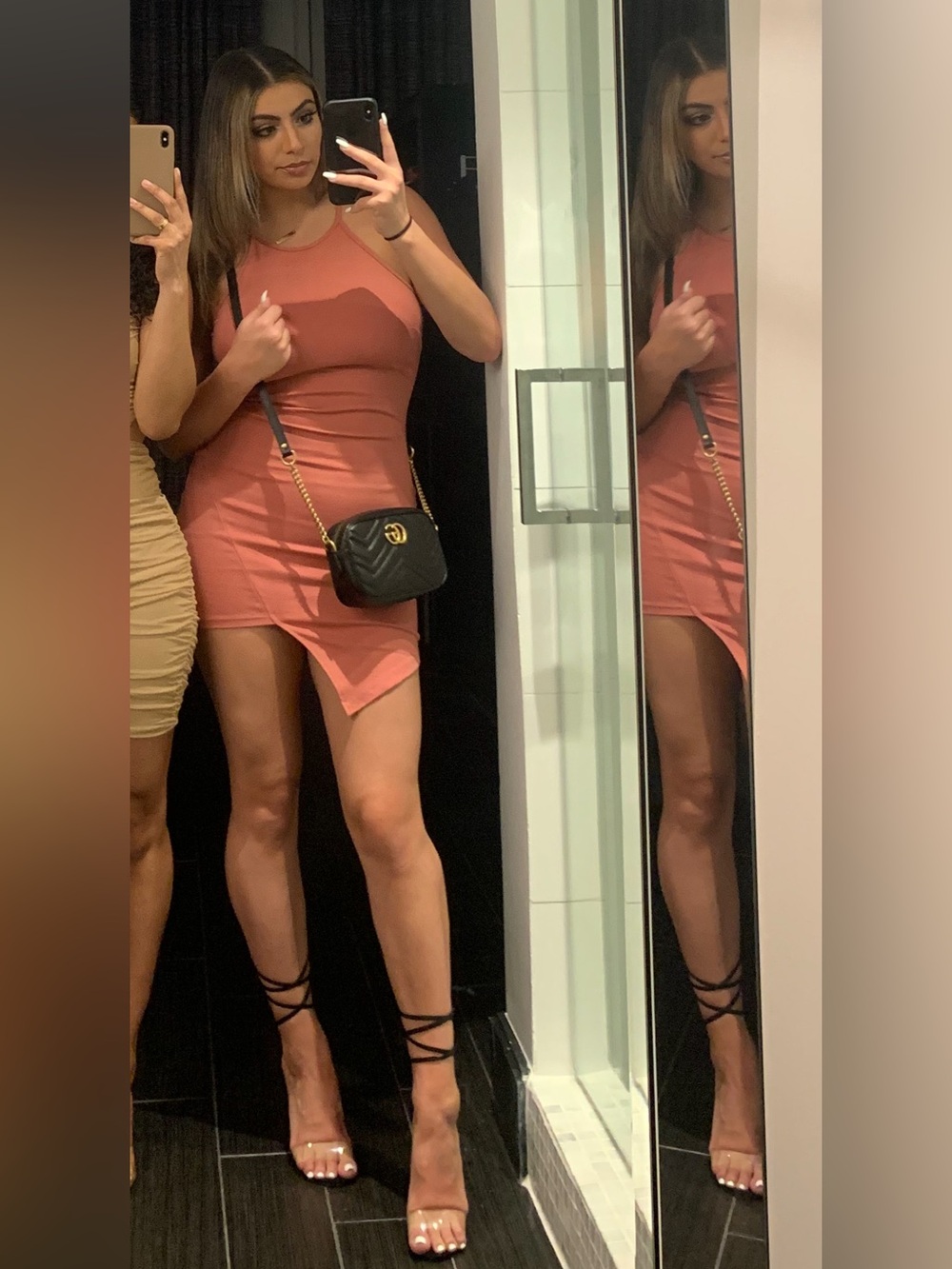 Asymmetric Hem Bodycon Dress in Dusty Rose